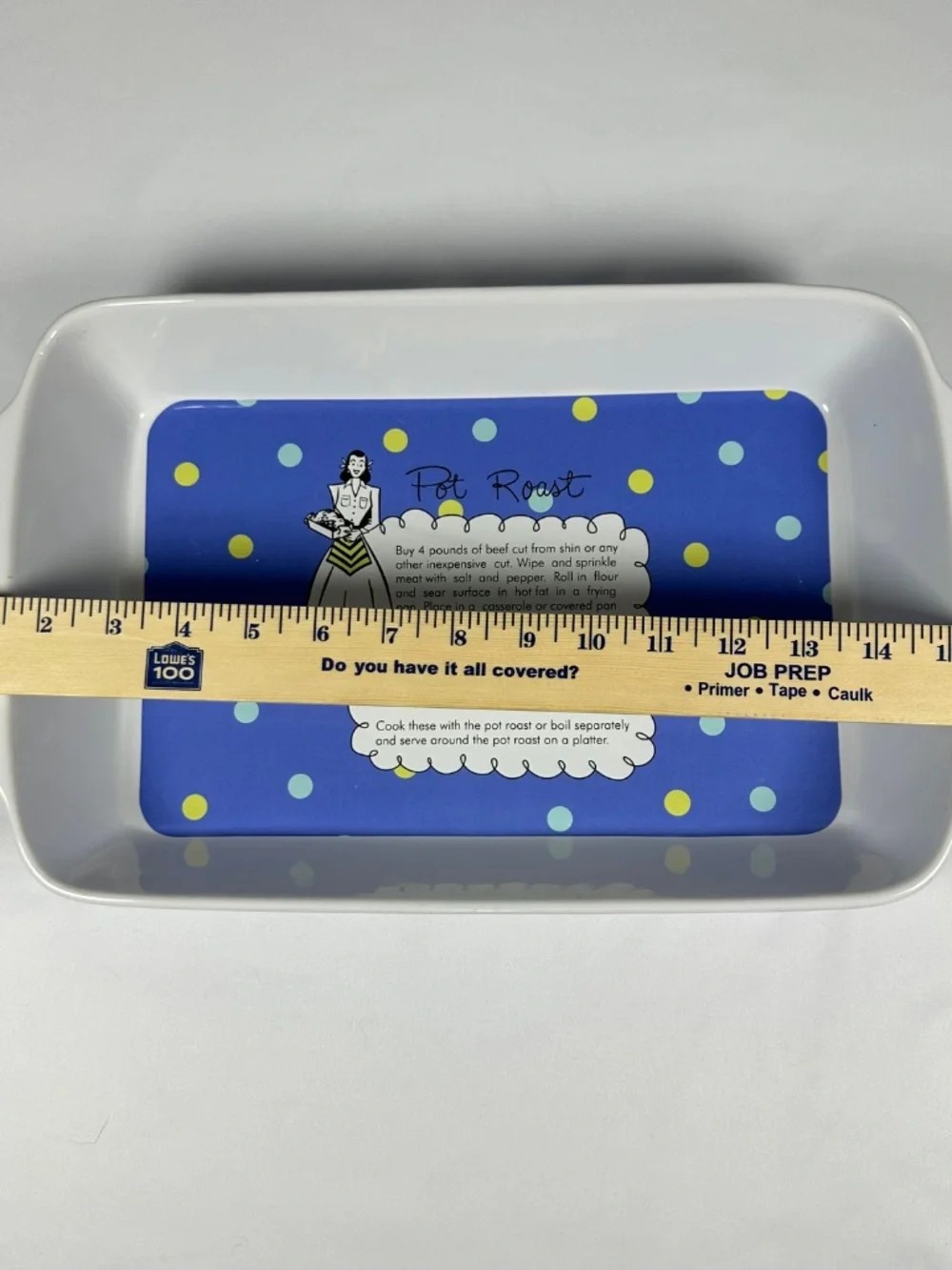 Rosanna Imports Pot Luck Casserole Dish Retro Polka Dot Ceramic Baker Blue White